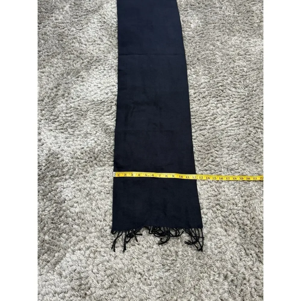 100% Cashmere Black Scarf 12x67 Solid Soft Warm Winter Fringed Shawl Wrap Unisex